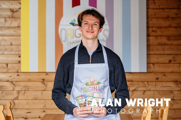Jamie Miller with the latest product, Wonky Buttons (©AAH/Alan Wright) Jamie Miller with the latest product, Wonky Buttons (©AAH/Alan Wright)