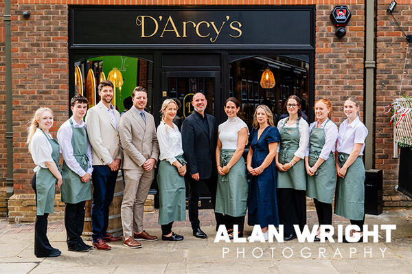 The team outside the new D’Arcy’s Wine Bar in Piries Place, Horsham (©AAH/Alan Wright) The team outside the new D’Arcy’s Wine Bar in Piries Place, Horsham (©AAH/Alan Wright)