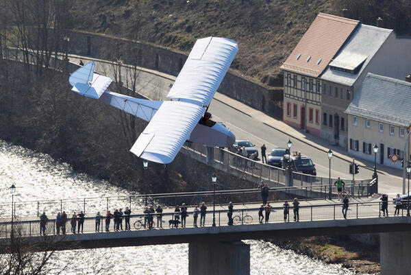 The Glider flies over Colditz (picture courtesy of Channel 4)