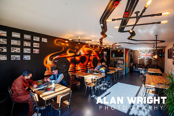 The cafe’s Nissan GTR mural and (©AAH/Alan Wright) The cafe’s Nissan GTR mural and (©AAH/Alan Wright)