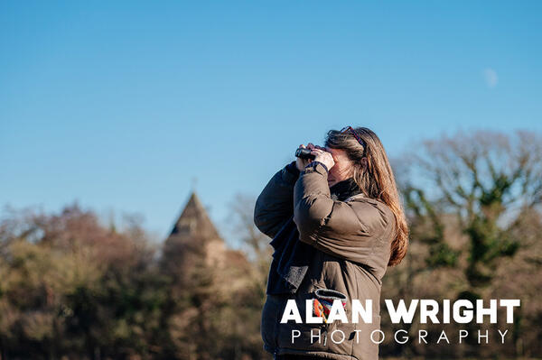 Keen birdwatcher Fenella Maitland-Smith on land west of Ifield (©AAH/Alan Wright)
