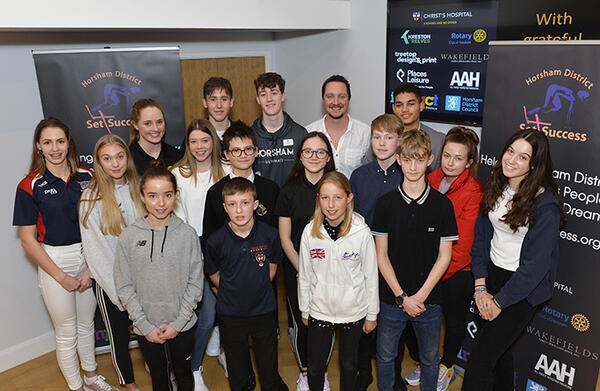 Patron Mike Goody (back row, white shirt) with S4S winners at Christ’s Hospital School