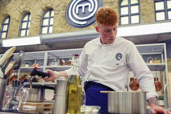 Tom Hamblet in the MasterChef kitchen