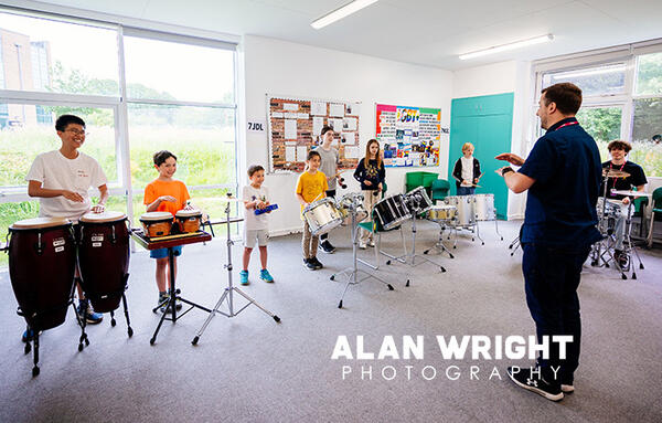 Youngsters in the drum laboratory at the Horsham Music Centre (©AAH/Alan Wright) Youngsters in the drum laboratory at the Horsham Music Centre (©AAH/Alan Wright)